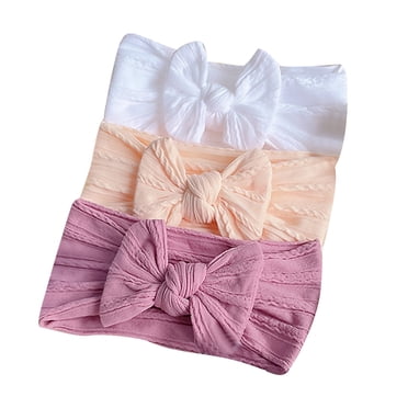Zwiiyzr 2025 Bows for Girls Headbands 3PC Toddler Cute Bowknot Solid Color Baby Headdress Elastic Band Hair Band Hair Accessories for 0-3 Years White