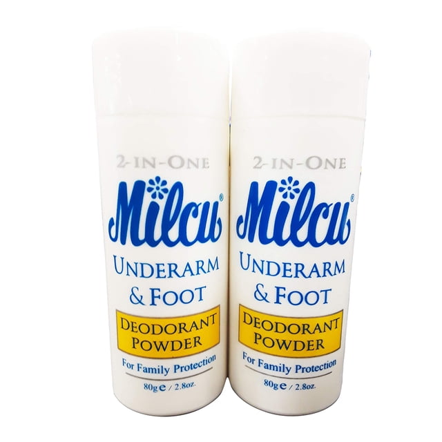 Milcu Underarm & Foot Deodorant Powder 80g per Bottle 2 Pack