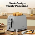 thumbnail image 3 of Culinaid Toaster 2 Slice Retro Stainless Steel with 1.5 Extra Wide Slots Bagel, Defrost, Reheat, Cancel Functions, 6 Bread Shade Settings, Removable Crumb Tray, Gray, 3 of 8