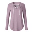 thumbnail image 3 of Women‘s Solid Color Long Sleeve Printed Top Pink M, 3 of 4