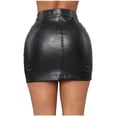 thumbnail image 3 of Pisexur Jupe Mode Femmes Taille Haute Décontractée Dames Bouton Mini Ajustée Jupes en Cuir Femmes Jupes, 3 of 8