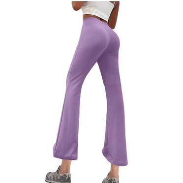 Timegard Flare Leggings pour Femmes Côtelé Taille Haute Ajusté Confortable Couleur Unie Décontracté Entraînement Yoga Pantalons
