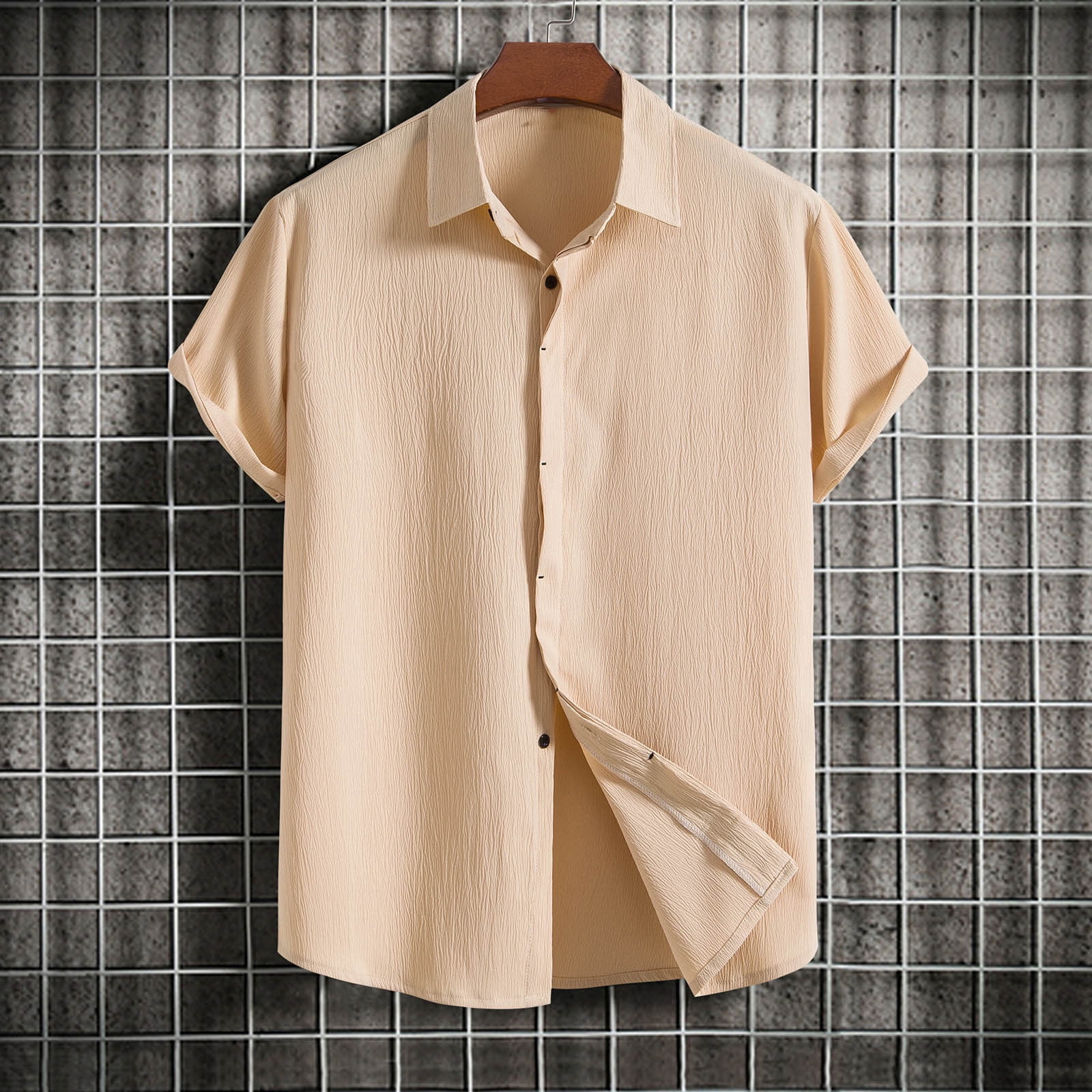 zanvin Hauts d'Été, Chemise Décontractée pour Homme Unie à Col Rabattu à Manches Courtes avec Fermeture à Boutons, Blouse Hawaïenne