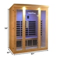 thumbnail image 4 of TMG Industrial TMG LIVING 3 Person Indoor FAR Infrared Sauna Room, Natural Canadian Hemlock, Bluetooth Speakers, Tempered Glass Door, 4 of 6