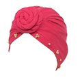 thumbnail image 1 of Knot Turban Hijab Ethnique Bonnet Solide Couvre-Chef Dames Musulman Couleur Mode Foulard Réglable Coiffure Accessoires Perte Bonnet Casquettes Rose Rouge, 1 of 6