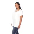 thumbnail image 3 of White Mark Women's 2-Pack White Keyhole Cutout Round Neckline Short Sleeve Top, 3 of 5