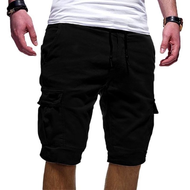 Men's Cargo Shorts Plus Size Big and Tall Cargo Shorts Multi-Pockets Relaxed Summer Drawstring Beach Shorts Pants