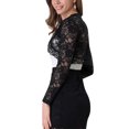 thumbnail image 3 of Kmbangi Floral Lace Cardigan+ See-through Scalloped Long Sleeve Crop Tops, 3 of 5