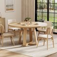thumbnail image 3 of 47 Inch Modern Farmhouse Round Dining Table for 4-6, Sturdy Cross Base Space-Saving Table for Kitchen & Dining Room, 3 of 9