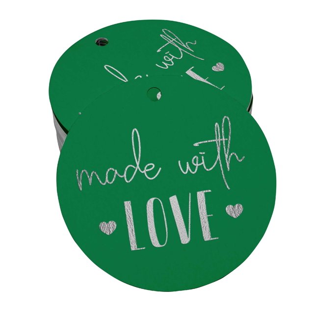 Inkdotpot Made With Love Text Bottle Tag Real Silver Foil Favor Hang Tags 50 Pack