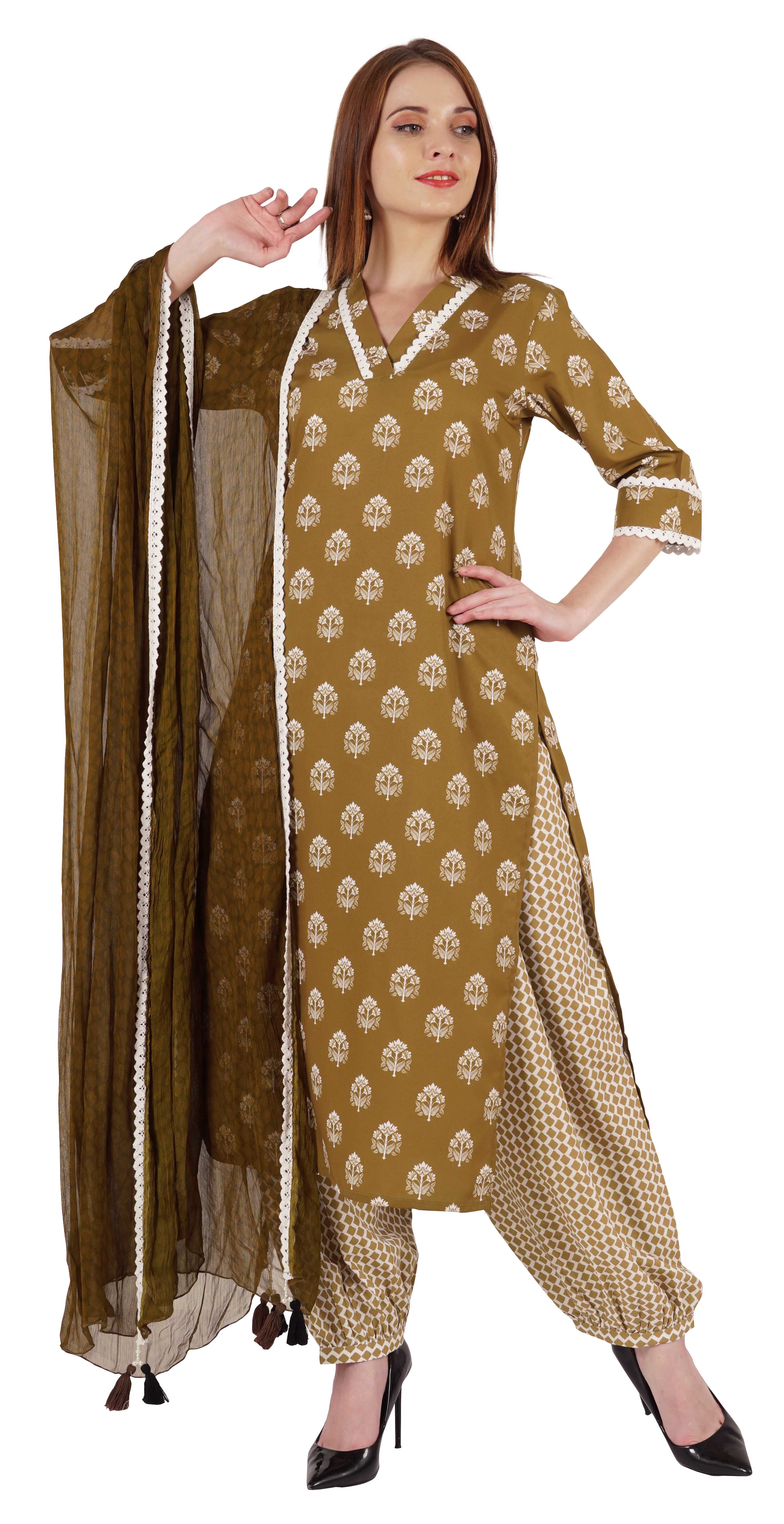 Phagun Ethnic Kurta Set For Womens W/Printed Dupatta Indian Tunic Designer Kurti Dress