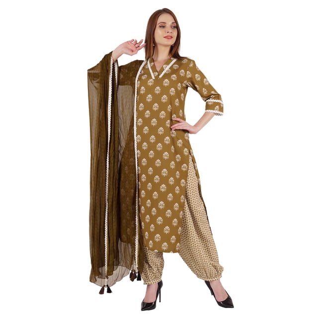 Phagun Ensemble Kurta Ethnique pour Femmes avec Dupatta Imprimée Tunique Indienne Kurti de Designer Robe