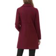 thumbnail image 3 of INSPIRE CHIC Women's Notched Lapel Double Breasted Mid Length Overcoat, 3 of 7
