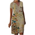 thumbnail image 2 of SMihono Robe d'Été Boho pour Femmes Grande Taille Robes à Manches Courtes Mode Fleurs Imprimées Robe d'Été Col en V Longueur Genou, 2 of 5