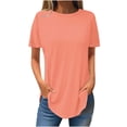 thumbnail image 2 of AherBiu T-Shirts pour Femmes à Col Rond, T-Shirts Amples d'Été à Manches Courtes, Hauts Basiques, Entraînement, Gym, Course Athlétique, T-Shirts, 2 of 3