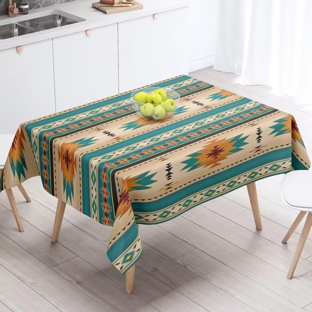 Aztec Tablecloth, Tribal Geometric Table Cover Rustic Native Table Decoration,Southwestern Style Waterproof Washable Table Cloths for Kitchen Dining Party Decor,60""x120""