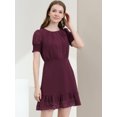 thumbnail image 3 of INSPIRE CHIC Women's Ruffle Hem Short Puff Sleeve Party A-Line Mini Dress, 3 of 6