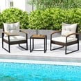 thumbnail image 1 of Gymax 3PCS Patio Wicker Furniture Set PE Wicker Furniture Conversation Set w/ Acacia Wood Table, 1 of 10