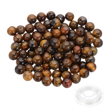 4mm Aventurine Beads, 200 Pcs Round Natural Gemstone Beads Smooth Stone Beads Jade Tiger's Eye Loose Glass Beads for Bracelet Necklace Jewelry Making DIY, Beige Brown
