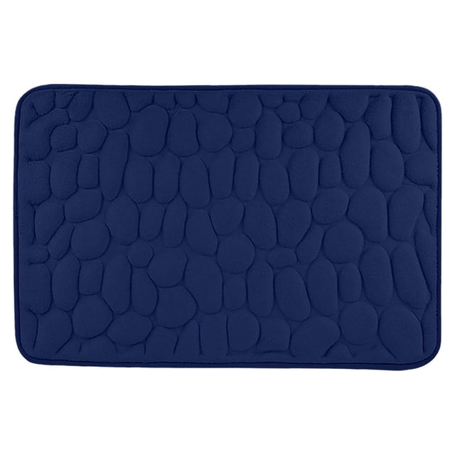 Matoen12 Polyester Water Absorbing Bath Rugs Memory Foam, Non-Slip Entrance Doormat Floor Mat for Bathroom Kitchen Toilet, Modern Style Home Decor Foot Mat, 20"x32", 1 Pack, Navy, Rectangle