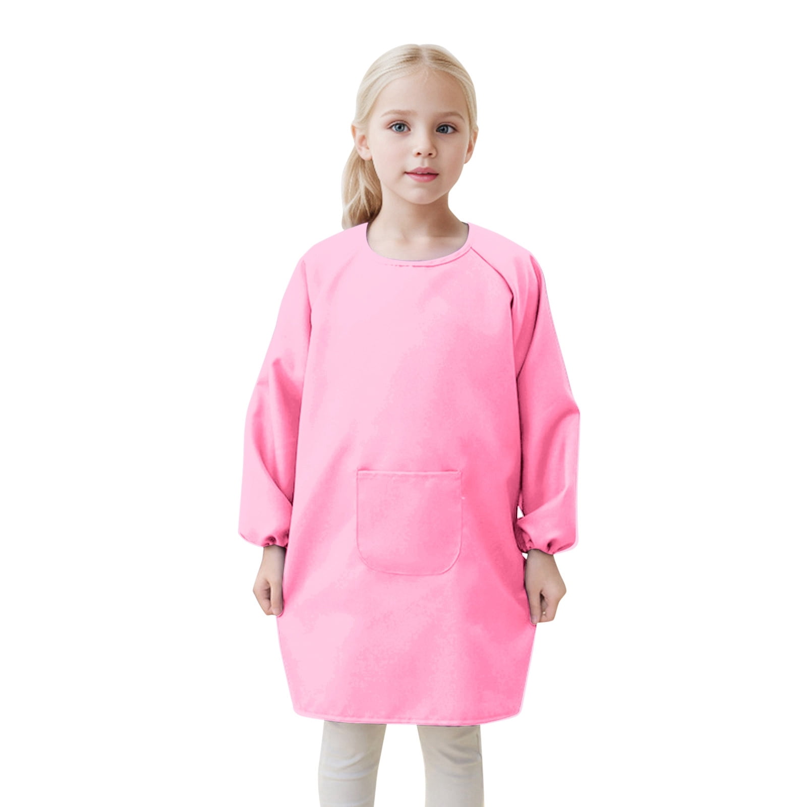 Tablier Peinture Enfant Imperméable – Manches Longues + Poches – 7-11 Ans – Bleu, Rose Et Vert
