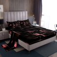 thumbnail image 1 of YST Pink Black Pastel Bed Sheets, Geometric Neon Square Sheet Set King Size For Bedroom, Stereoscopic Geometry Grid Sheets Modern Abstract Fitted Sheet, 2 Pillow Cases, 1 of 6