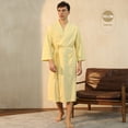 thumbnail image 2 of HNMKIU Plus Size Pajamas Unisex Pocket Breathable Knee Length Bathrobe Splicing Soft Sleepwear SPA Robe, 2 of 4
