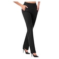thumbnail image 4 of CFLVAEK Flare Dress Pants Women Tummy Control Elastic High Waisted Work Slacks Soft Bootcut Plain Color Office Trousers Casual Tall Length Lounge Business Pants M Black, 4 of 4