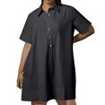 thumbnail image 1 of Erwazi Robe Chemise Décontractée d'Été pour Femmes à Manches Courtes, Col en V, Boutonnée, Mini-Robe, Robes T-Shirt, 1 of 9