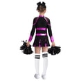 thumbnail image 2 of JanJean Costume de Pom-Pom Girl d'Halloween pour Filles Enfants, Uniforme de Cheerleading à Manches Longues, Robe de Danse et Ensemble de Couvre-Chef avec Pompons, Rose Vif&Blanc 8, 2 of 7