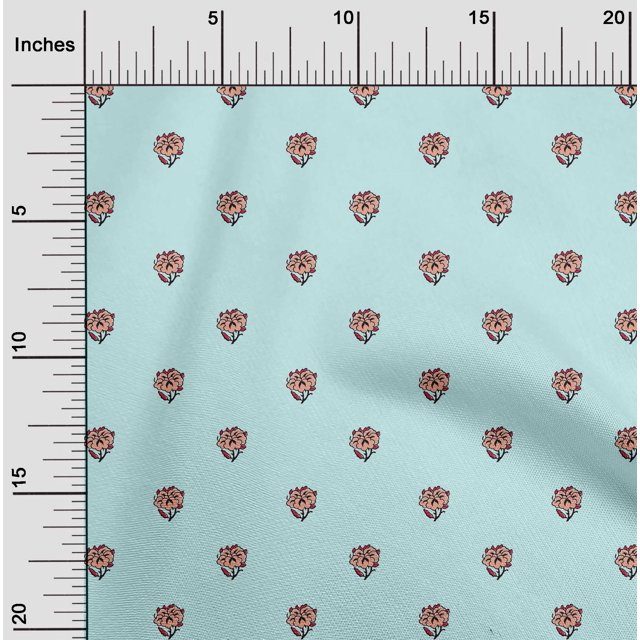 oneOone Polyester Lycra Fabric Floral Block Printed Fabric 1 Yard 56 Inch Wide