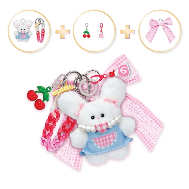 Charming Bag Charms Pretty Picnic Set with Plush Bunny