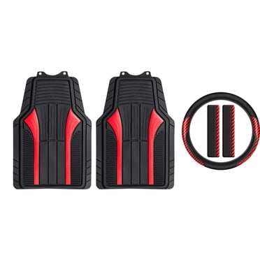 AUTO DRIVE CARBON FIBER SPORTS MAT KIT with Steering Wheel Cover and Seat Belt Pad
