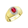 thumbnail image 3 of RYLOS Men's Rings 14K Yellow Gold Classic Halo Of  Diamonds 7X5MM Oval Gemstone Designer Ring Ruby July Birthstone Rings For Men Size 12, 3 of 7