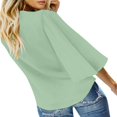 thumbnail image 3 of CHUANK Women‘s Button Down V Neck Tops Ruffled 3/4 Sleeve Tie Knot Front Blouses White Sizes S-2XL, 3 of 3