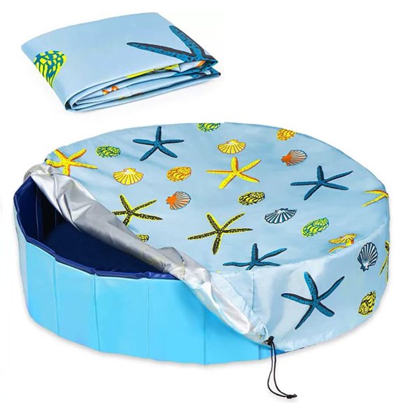 Bgsha Bâche Pliable pour Piscine pour Animaux, Bâche Ronde de Protection contre la Pluie, Housse Protectrice de Piscine avec Cordon de Serrage, Accessoires pour Piscine