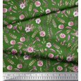 thumbnail image 2 of Soimoi Tissu en Coton Vert Canard Imprimé Feuilles de Pacanier & Roses au Mètre 42 Pouces de Large, 2 of 3
