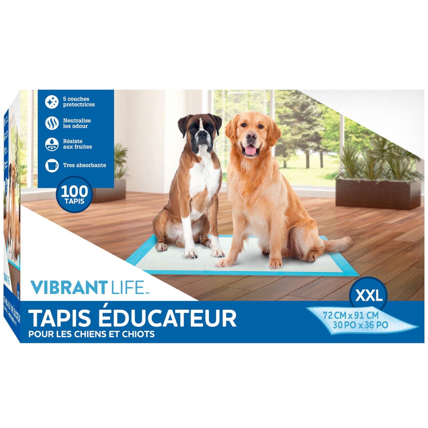 Vibrant Life Tapis Pipi pour Chiens et d'Entraînement Chiots, TTG (76*91cm)