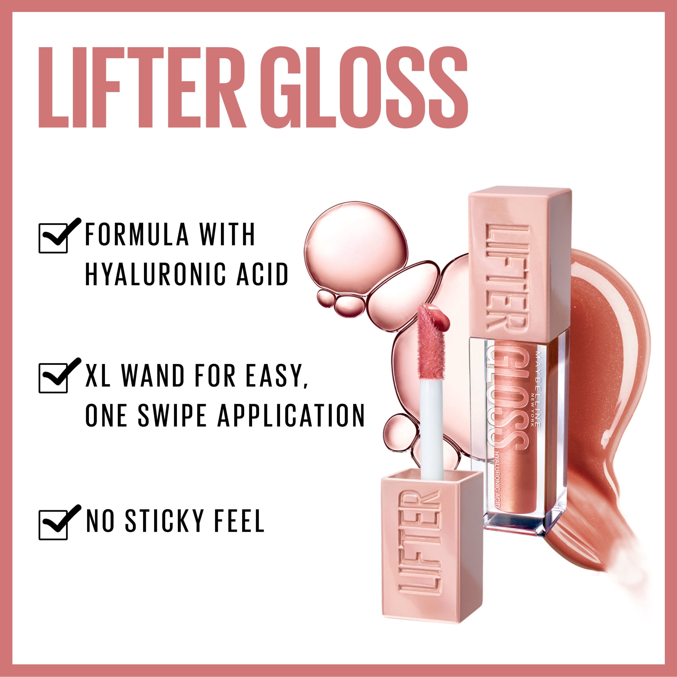 Maybelline New York Lifter Gloss, Brillant à lèvres hydratant à l'acide hyaluronique, ice ,5.4 ml