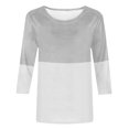 thumbnail image 4 of IROINID T-Shirts pour Femmes à Manches 3/4 Réduits Imprimés, T-shirt Ample, Blouse Mi-Longue, Col Rond, Hauts de Détente, Gris, 4 of 4