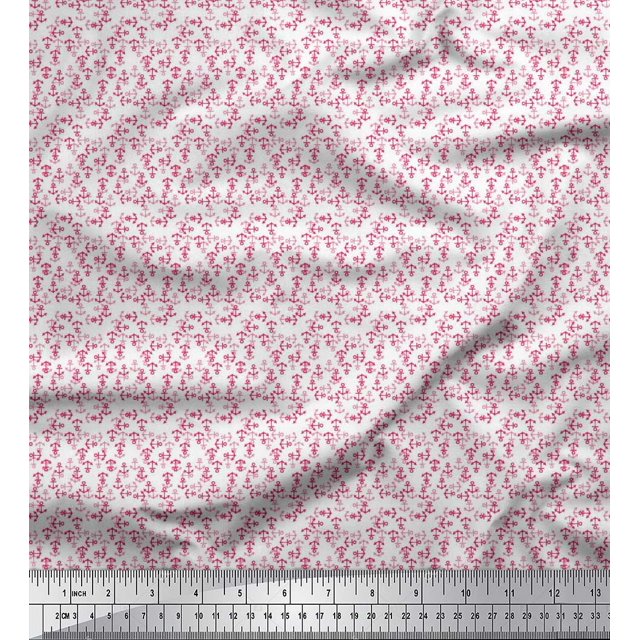 Soimoi Rayon Fabric Anchor Hook Shirting Print Fabric by The Yard 56 Inch Wide
