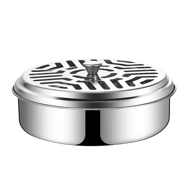 Plateau à Spirale Ignifuge en Acier Inoxydable Portable pour l'Extérieur avec Couvercle Protecteur