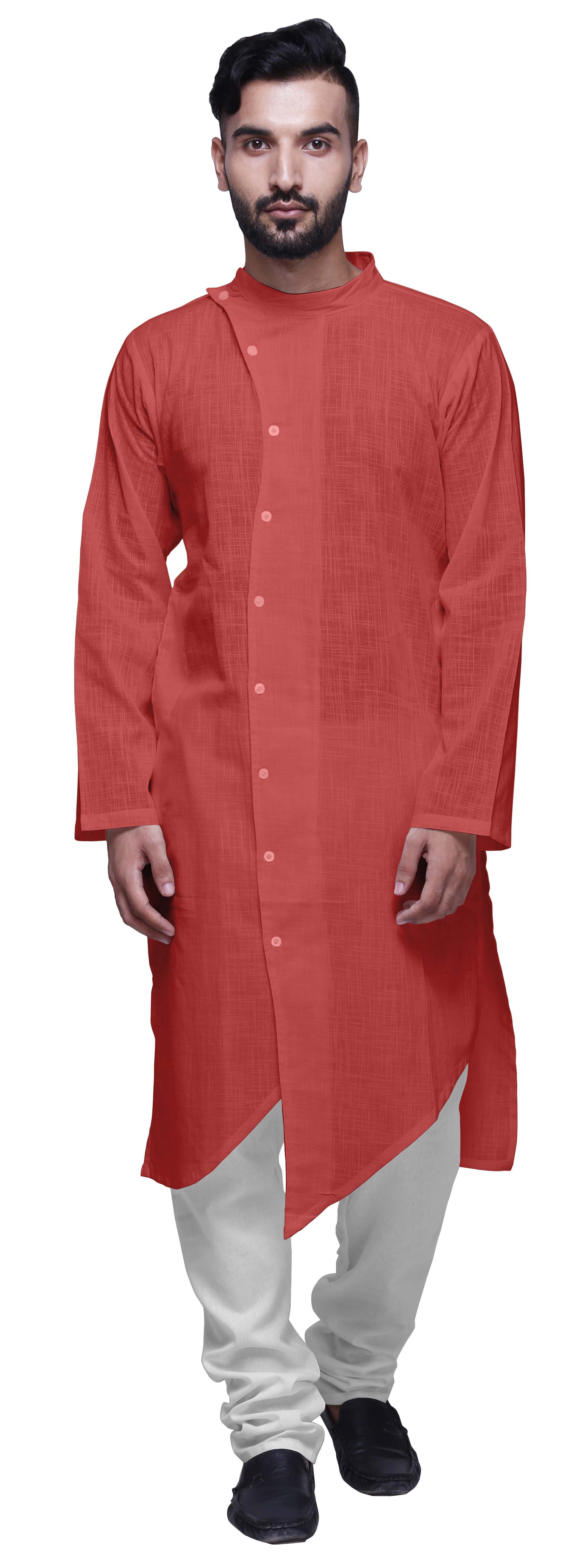 Atasi Kurta Long Uni pour Hommes Col Mandarin Chemise Habillée Décontractée pour Fête