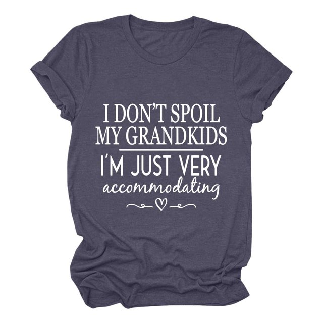LUOGENLI T-shirts pour Femme pour Femmes T-Shirt Uni Décontracté Mode à Lettres Imprimées Col Rond Manches Courtes T-Shirt Haut 4TG T-shirts pour Femmes T-shirts Graphiques T-shirts de la Saint-Valentin Gris Foncé m