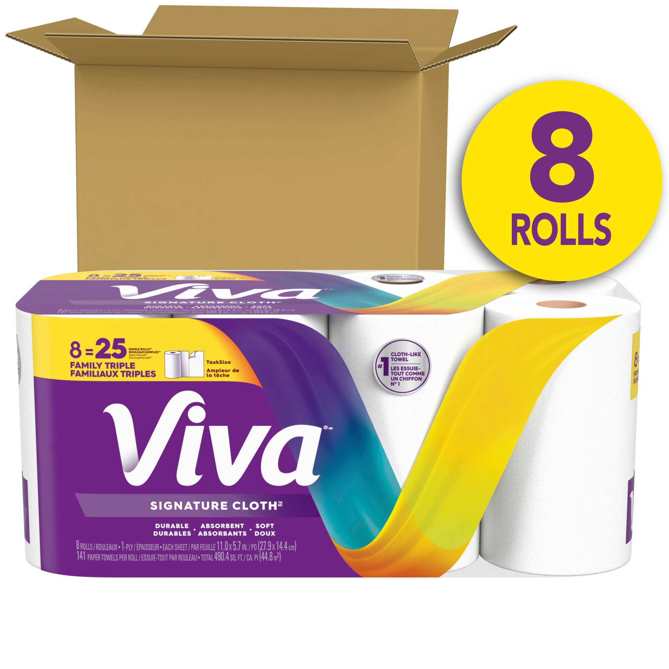 Viva Signature Cloth Paper Towels, 12 Family Triple Rolls, 141 Sheets per Roll