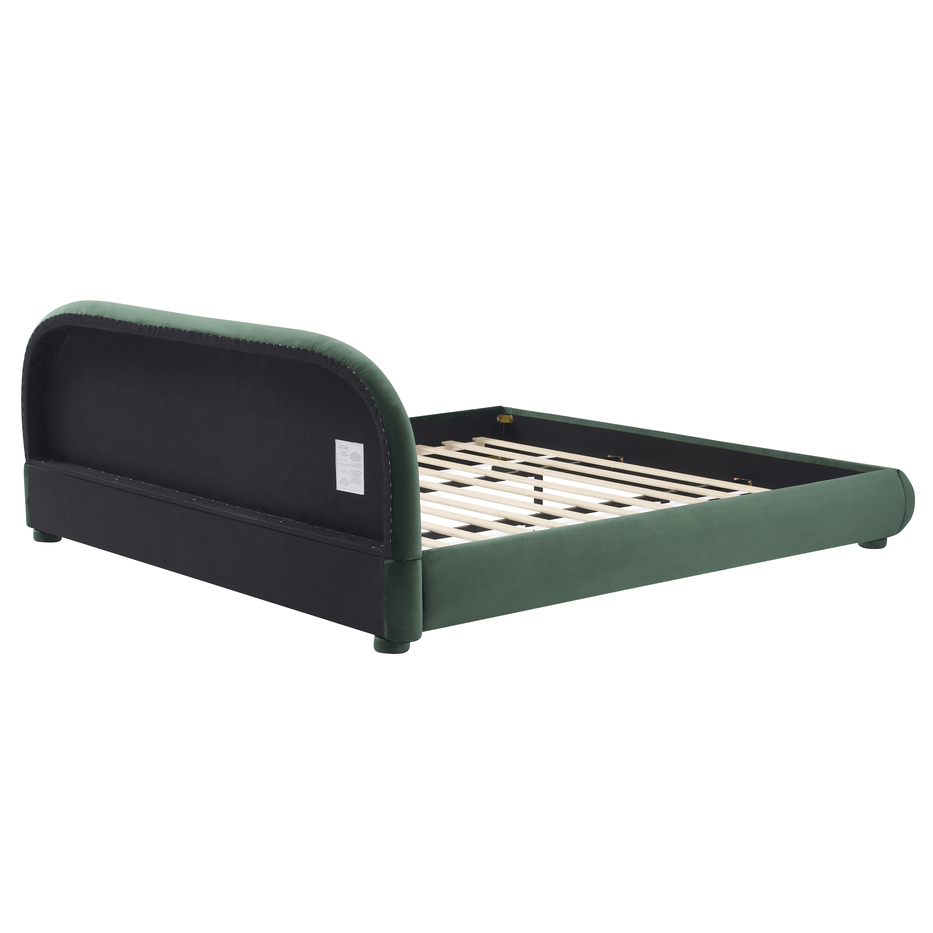Noble House Lit rembourré Style King Cream, tête de lit en tissu texturé courbé avec structure solide, vert foncé