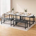 thumbnail image 2 of BeesClover Dining Table with 2 Benches, Dining Room Table Set for 4, Kitchen Table with 2 Upholstered Benches Rectangular Space Saving for Apartment, Dining Room, Kitchen, 44.5 Inches Large, 2 of 8
