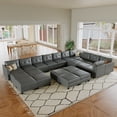 thumbnail image 1 of LLappuil Modular Sectional Sofa, 21 Seat Oversized Modular Sectional Sofa with Storage, Faux Leather Waterproof Sofa for Living Room, 1 of 9
