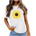 thumbnail image 2 of EGNMCR T-Shirts pour Femmes Mode pour Femmes Col Rond Manches Courtes Hauts à Imprimé de Tournesol de Pâques, 2 of 7