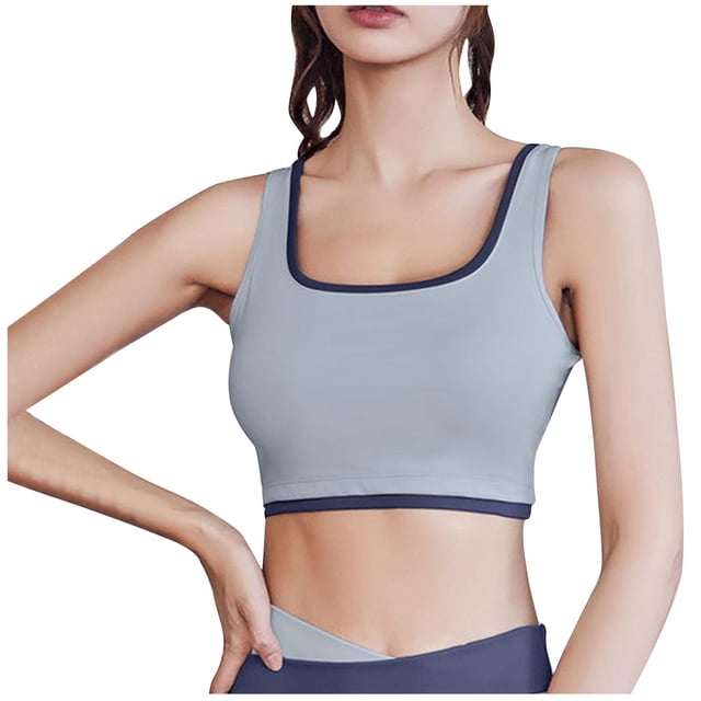 Virmaxy Womens High Impact Sports Bra Shock-Absorbing Gathering Collection and Complementary Breast Color Matching Edging No Wear Sports Bra Sky Blue-2 L
